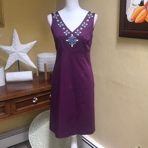 Boden Women’s Purple Beaded Embellished Sleeveless Shift Dress US 6R